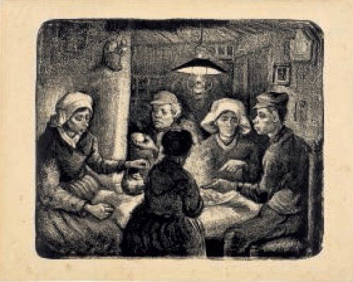 Van Gogh, „Die Kartoffelesser“, 1885, Lithografie, VGM Amsterdam