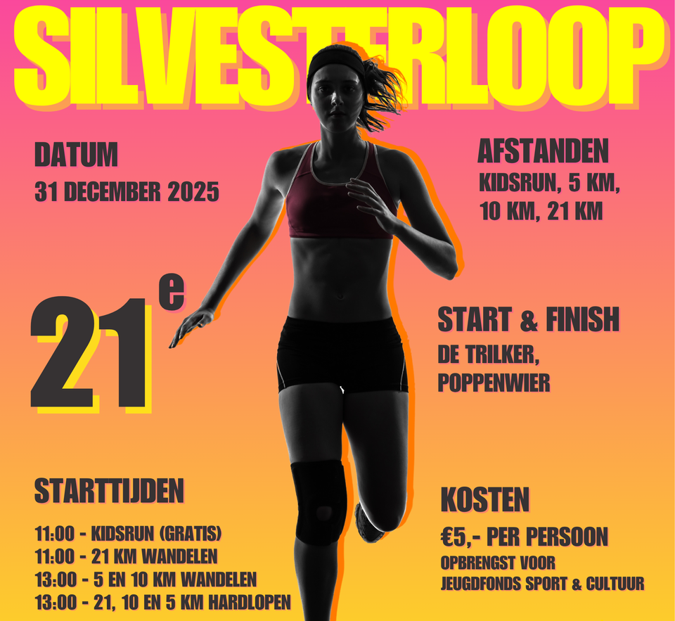 Poster voor de Silvesterloop 2025 in Poppenwier.