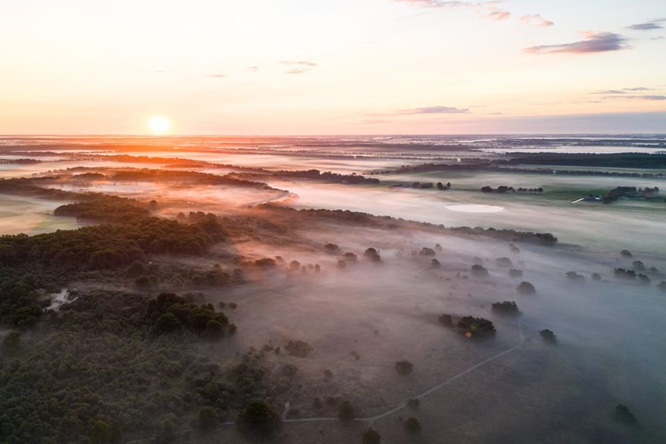 Luchtfoto van een natuurgebied in Drenthe