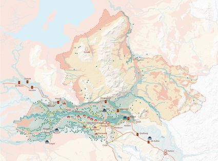 Overzichtskaart van Gelderland met icoontjes op locaties met vindplaatsen uit de Romeinse tijd.