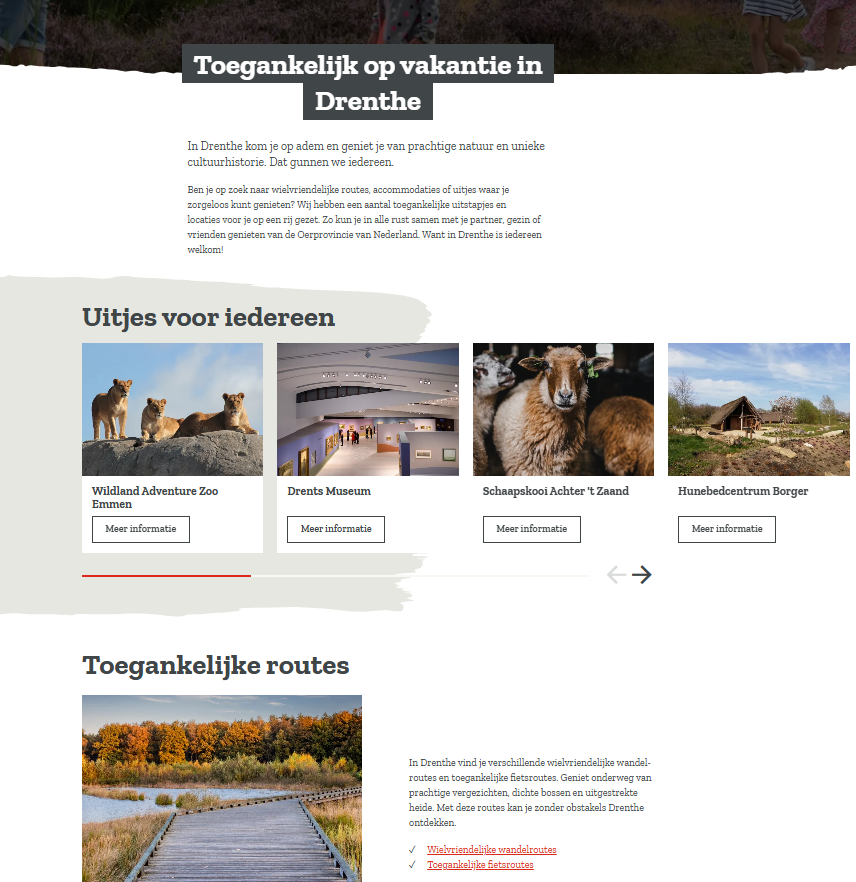 Afbeelding van een pagina op drenthe.nl met toegankelijk aanbod.