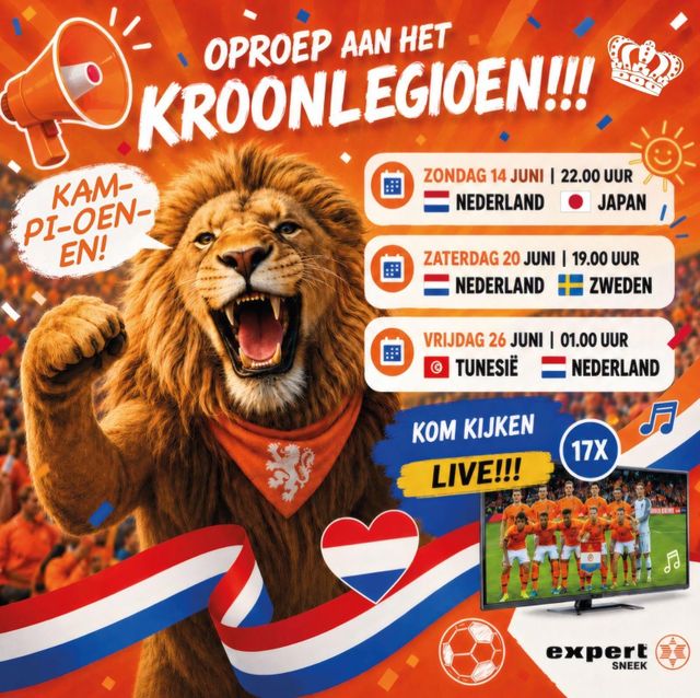 Het Nederlands Elftal komt in actie en dat beleef je samen op grote schermen in de binnenstad van Sneek!