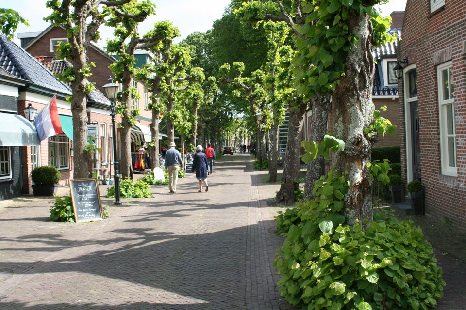 De hoofdstraat van langweer in de zomer.