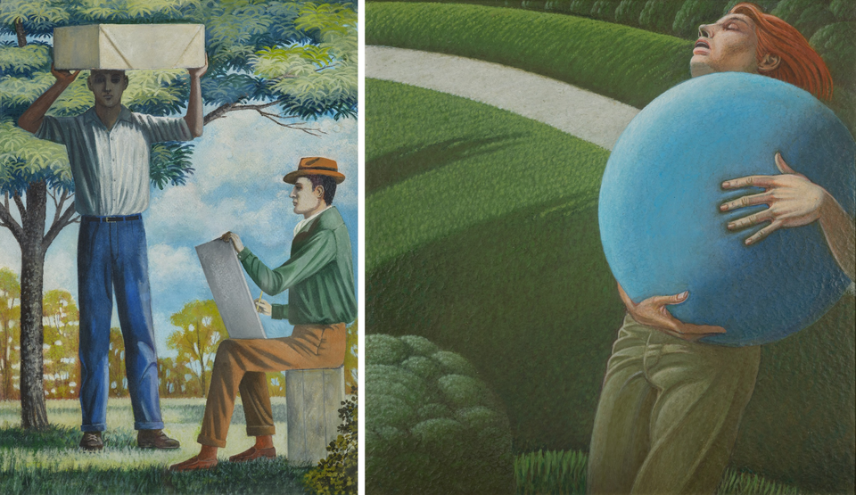 Foto links: Kunstenaar en Model - Rechts: Blauwe - Friso Wiegersma - Collectie Hans van der Woude