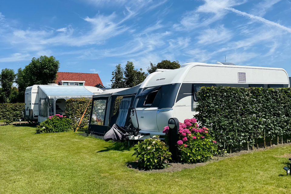 Abgegrenzte Komfortstellplätze auf dem Camping De Wulp in Noordwijk