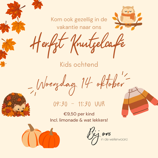 Poster voor het Herfst Knutselcafé bij Bij Ons