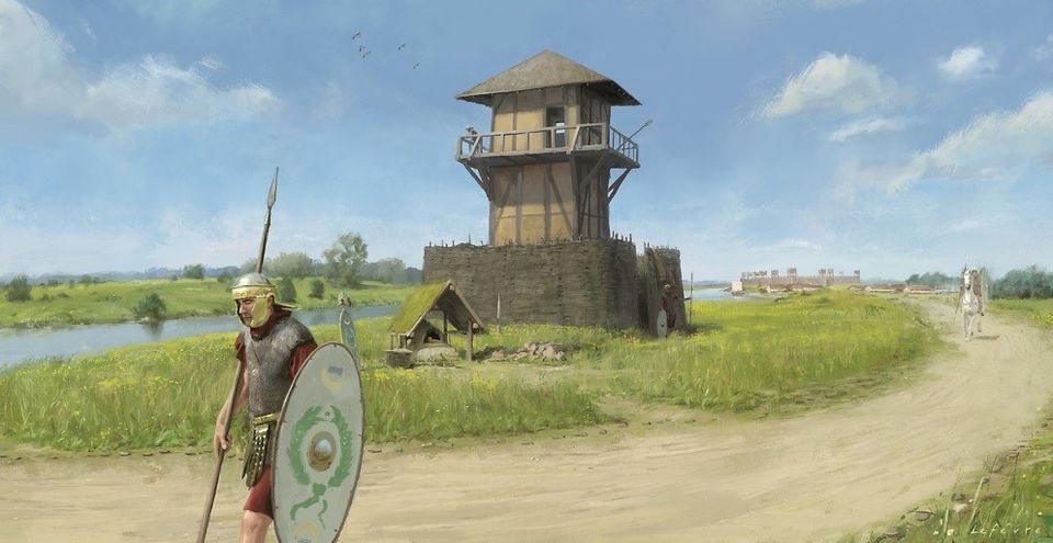 Illustratie van een wachttoren langs de Rijn. Beeld: Joeri Lefèvre