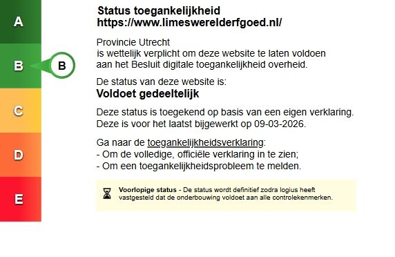 Status toegankelijkheidslabel Limeswerelderfgoed.nl