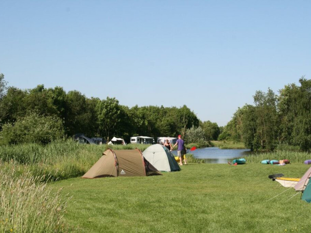 Tenten in een natuurgebied in Delft op camping Delflandhoeve