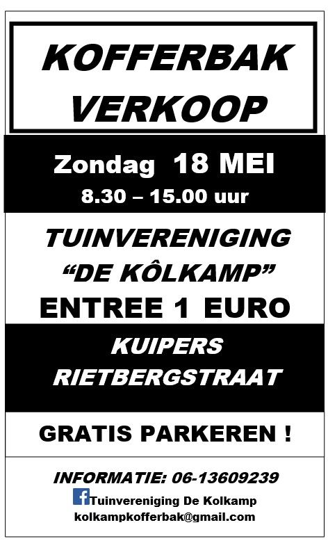 Poster Kofferbakverkoop bij tuinvereniging De Kolkamp