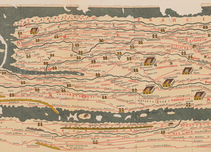 Peutingerkaart deel met Nederlandse plaatsen