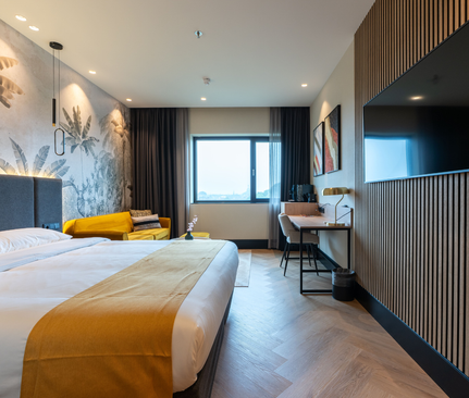 De Superior Room is onze ‘sweetspot’. Met uitzicht op het stadscentrum van Meppel en een comfortabele zithoek met een uitklapbare tweepersoons slaapbank.