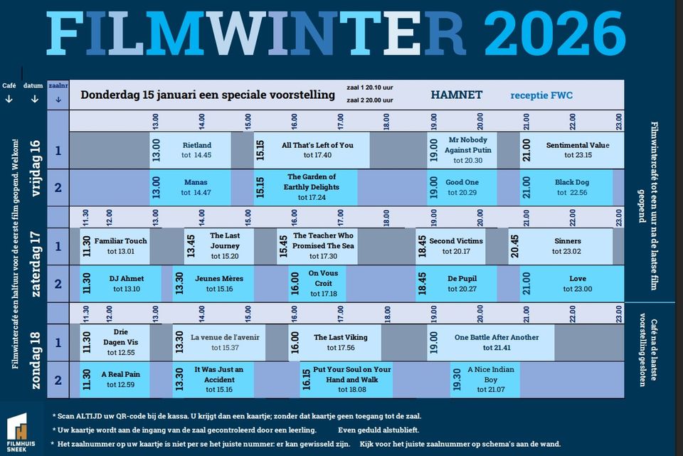 Blokkenschema, programma Sneker Filmwinter