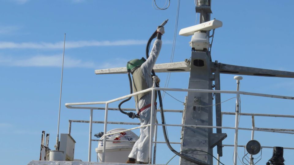Zandstralen schip