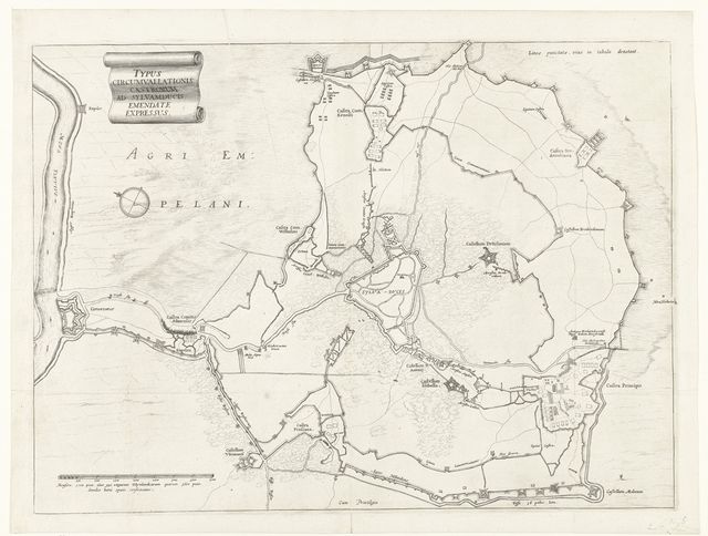 De circumvallatielinie om 's-Hertogenbosch tijdens het beleg van 1629.