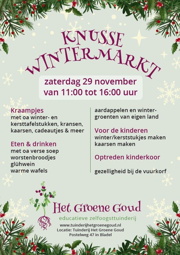 Knusse wintermarkt met kraampjes, eten en drinken en kindervermaak