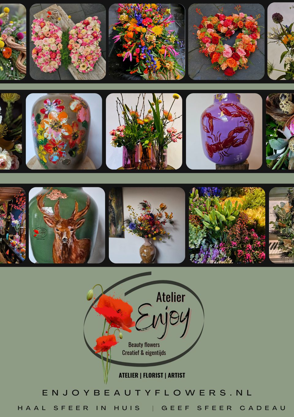 Enjoy Beauty Flowers collage flyer