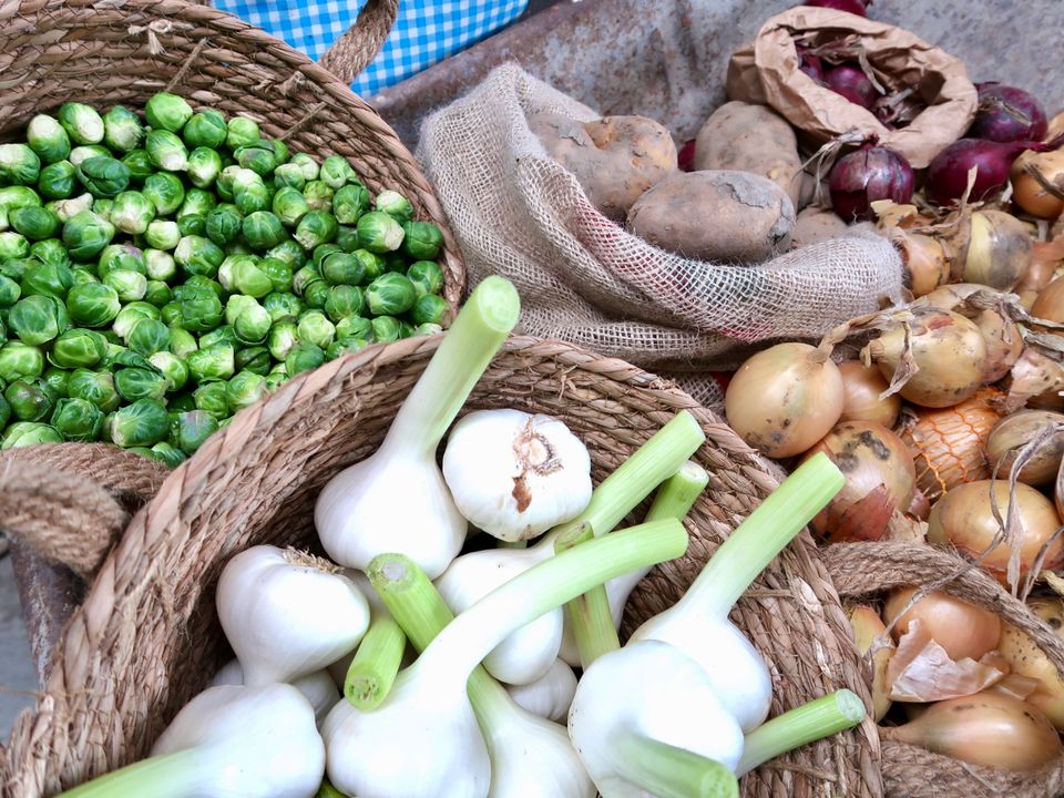 Knoflook, spruitjes, ui en aardappel uit De Beemster.