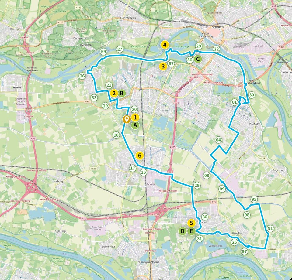 Routekaart De Limes in de Over-Betuwe