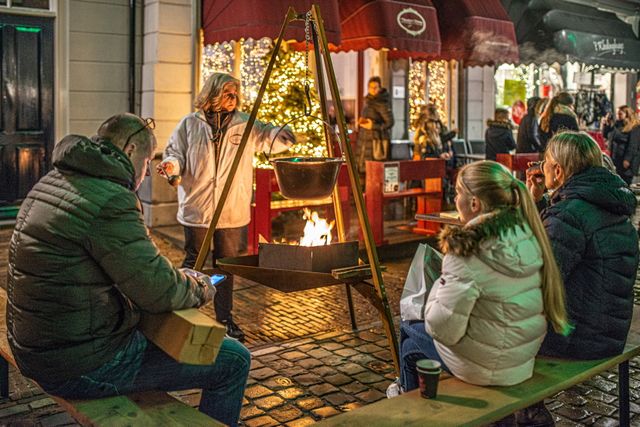 People around a fire pit