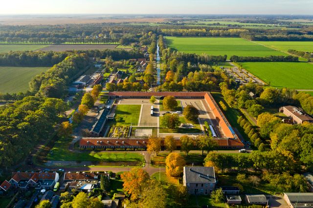 Luchtfoto van het Drentse Dorp Veenhuizen.