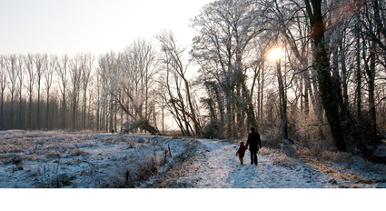 mensen wandelen in de winter