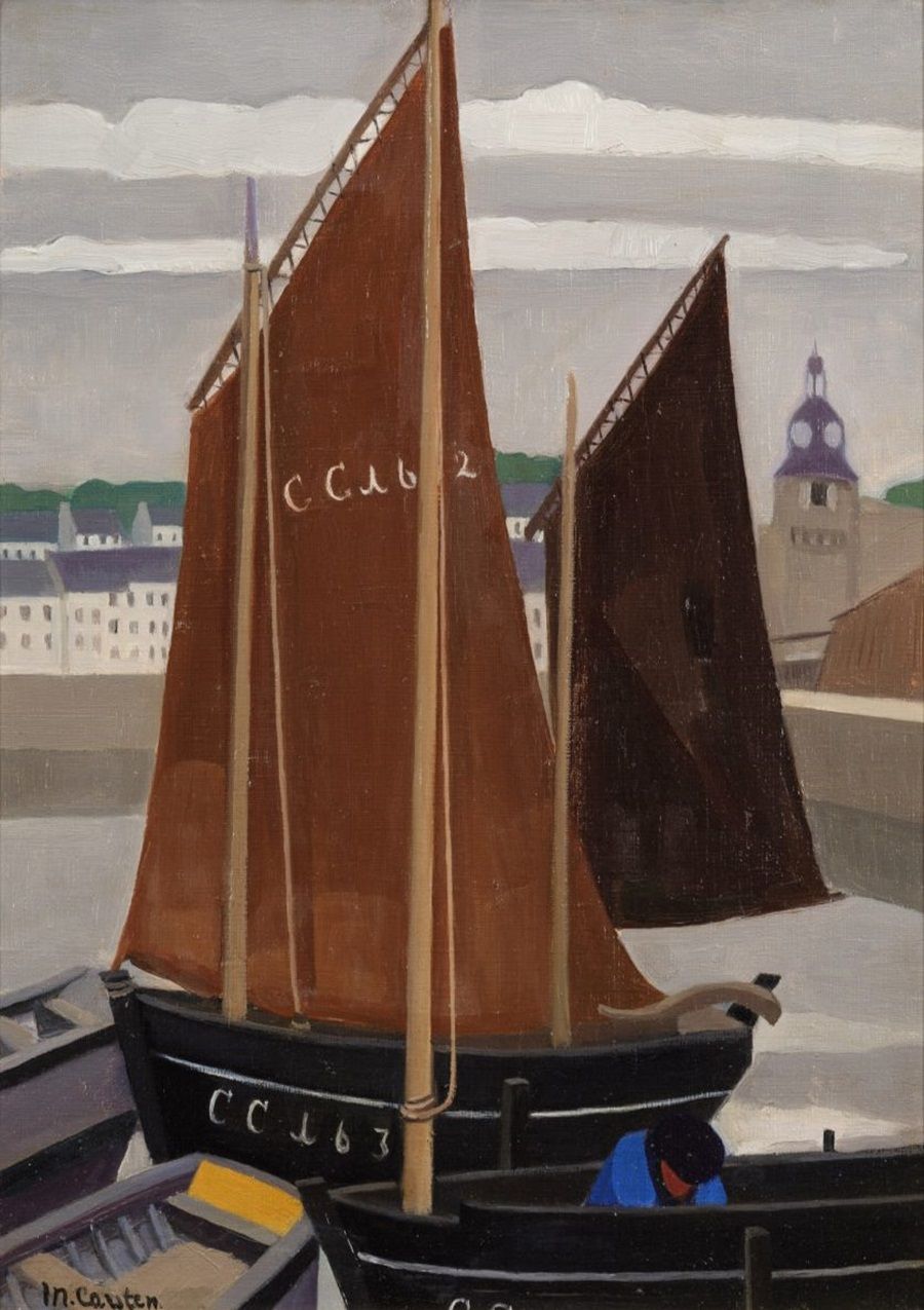 Mies P. Carsten - De haven van Corcarneau - Olieverf op doek