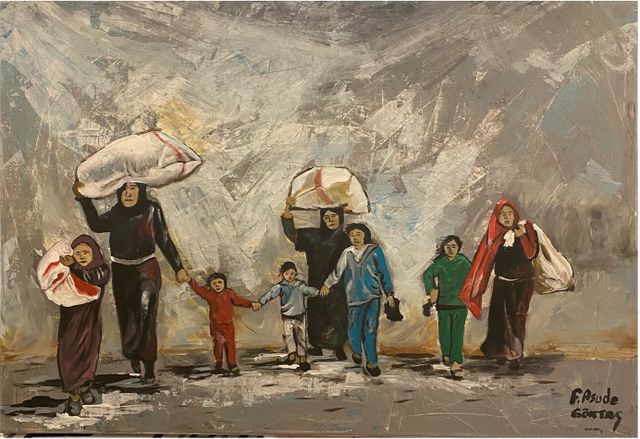 Bommen vielen op het huis van een Iraakse familie terwijl de temperatuur boven de 45 graden Celsius uitkwam. Vrouwen die alleen wat kleding en eten bij zich hadden, en kinderen die er ellendig aan toe waren.