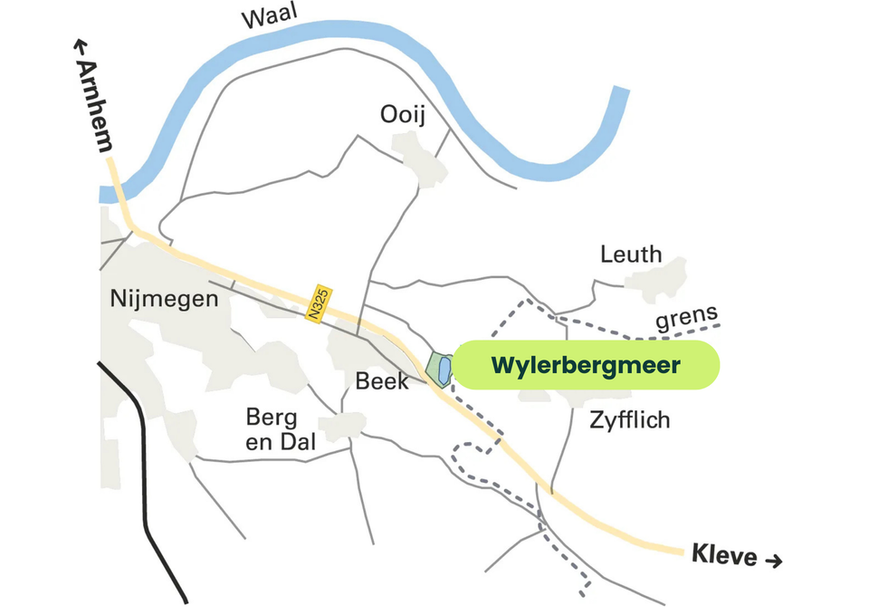 Kaart van route naar Wylerbergmeer