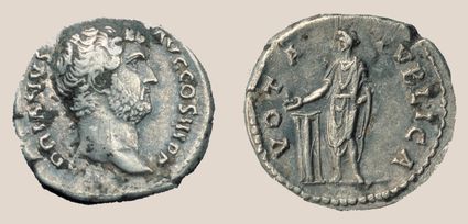 Zilveren munt van keizer Hadrianus uit Kesteren.