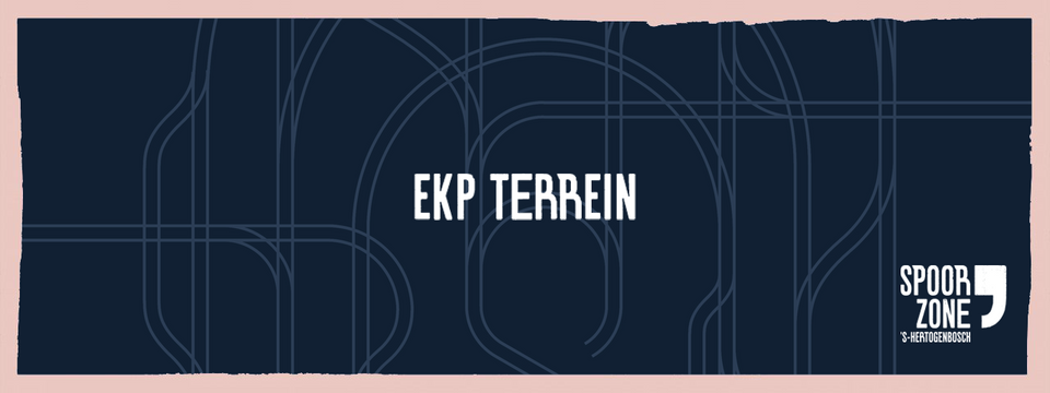 Blauw vlak met tekst EKP Terrein