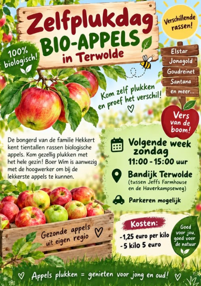 Zelfplukdag bio-appels bij Fruit van Hekkert