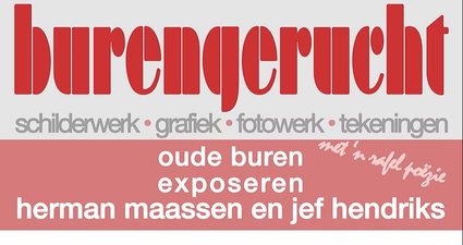 Affiche in wit en roze vlakverdeling met in rode en witte letters de naam en informatie van de expositie.