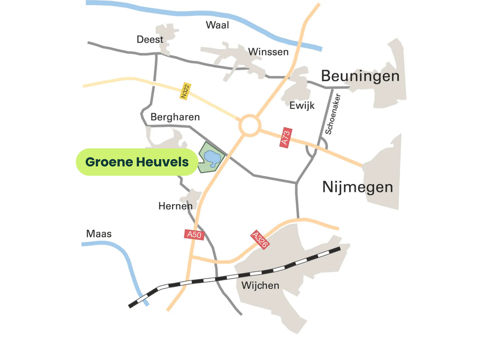 Kaart van route naar Groene Heuvels