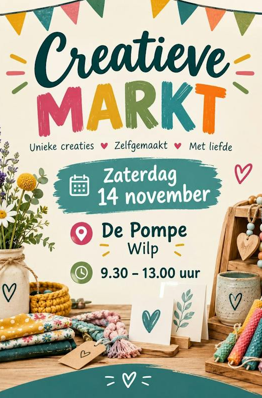Creatieve Markt in Dorpshuis De Pompe