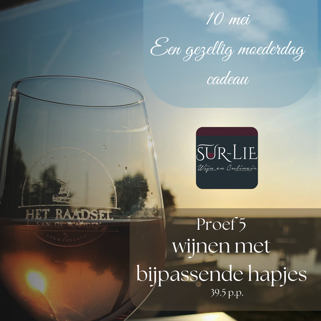 Het Raadsel van de Wadden organiseert een proeverij van exclusieve wijnen, samen met Sur Lie Wijn en Culinair.