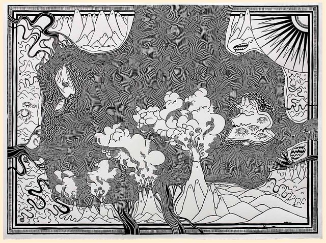 Hahnemüle papier (350gsm), linosnede 1.24 x 1.65 meter. Collectie Bonnefanten