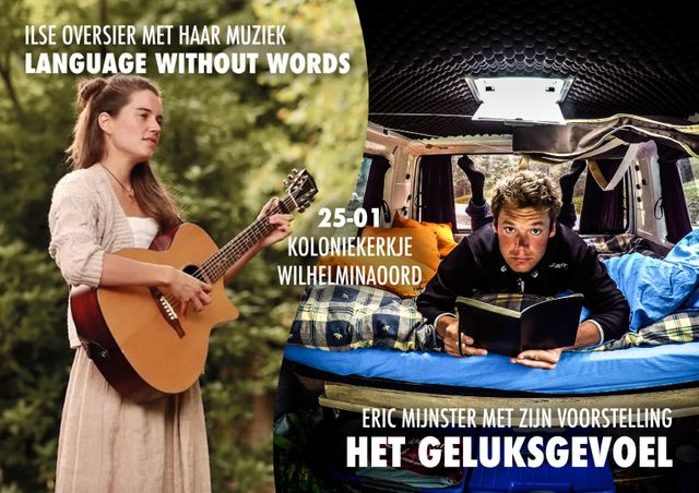 Poster voorstelling Ilse en Eric Koloniekerkje Wilhelminaoord