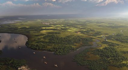 Tekening van Romeinse schepen op de Rijn