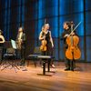 Het Animato Kwartet na hun optreden in Muziekgebouw aan 't IJ in Amsterdam