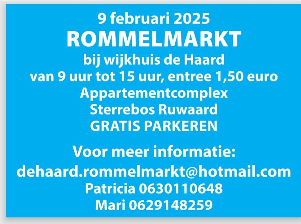 flyer Rommelmarkt Wijkhuis de Haard