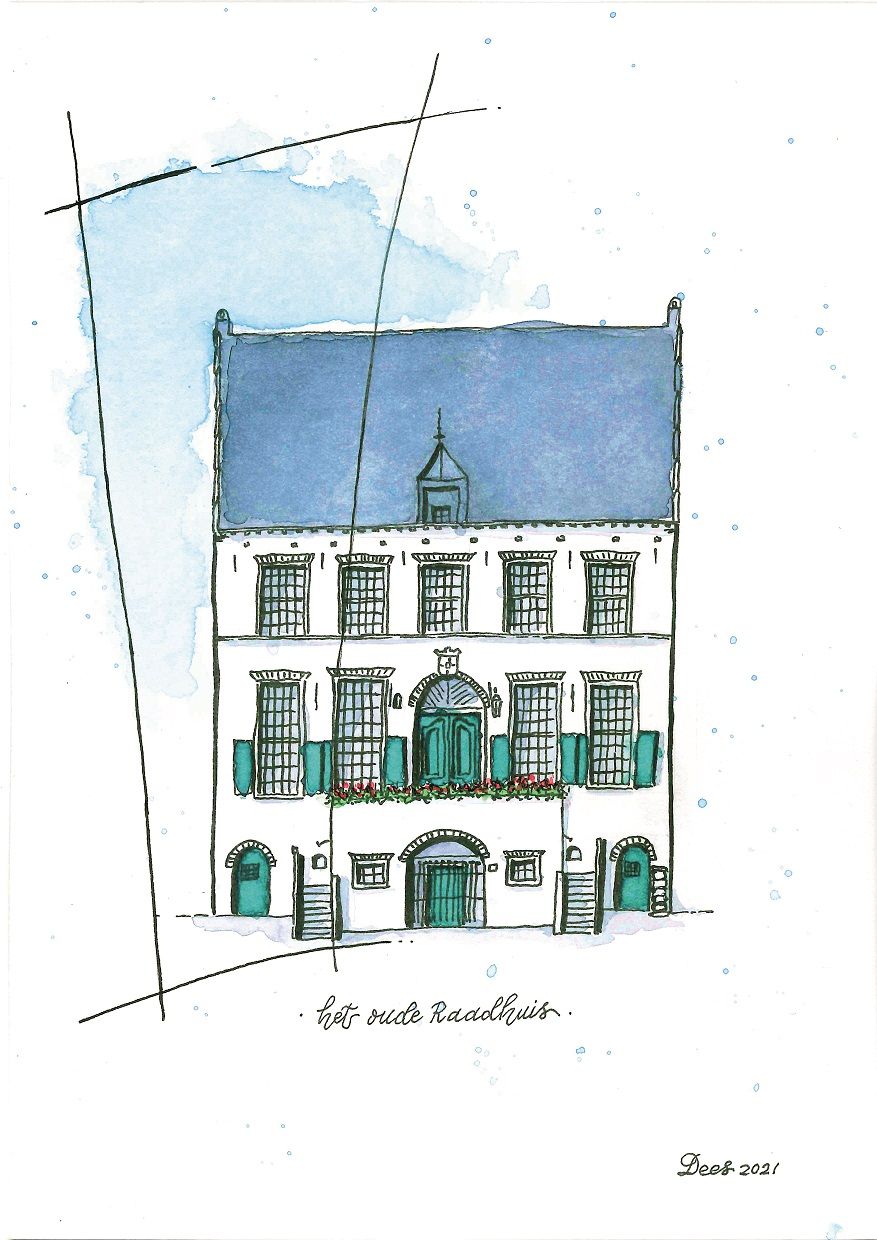 tekening oude raadhuis