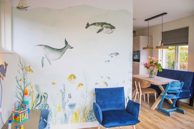 Naast een kindvriendelijke inrichting, hebben we ook een gezellig speelhoekje gemaakt in de woonkamer.