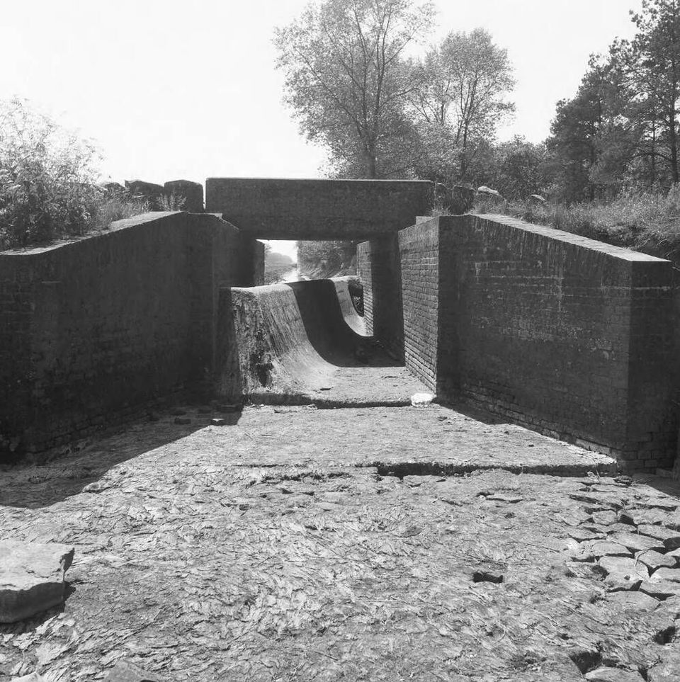 Aanleg van de stuw in 1962
